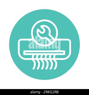 Repair air conditioner color line icon. Handyman service. Isolated vector element. Outline pictogram for web page, mobile app, promo Stock Vector