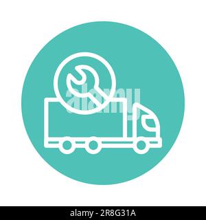 Repair truck color line icon. Isolated vector element. Outline pictogram for web page, mobile app, promo Stock Vector