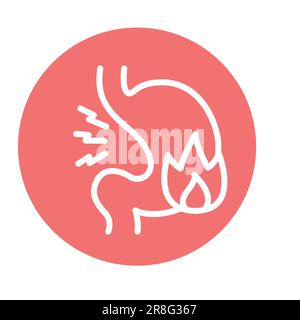 Heartburn color line icon. Isolated vector element. Outline pictogram for web page, mobile app, promo Stock Vector