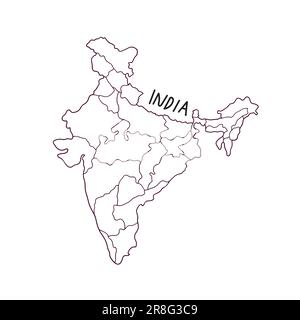 hand drawn doodle map of India Stock Vector