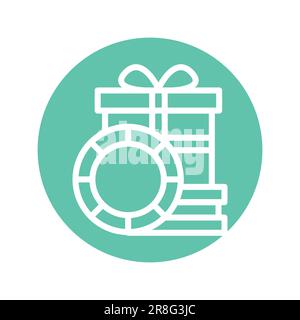 Bonus color line icon. Isolated vector element. Outline pictogram for web page, mobile app, promo Stock Vector