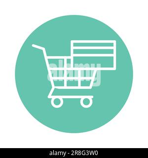 Safe shopping color line icon. Isolated vector element. Outline pictogram for web page, mobile app, promo Stock Vector