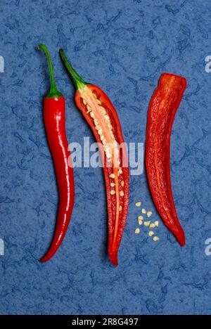 Sliced, hot pepper (Capsicum annuum), chilli pepper, chilli peppers Stock Photo