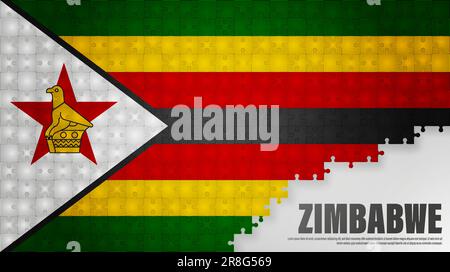 Zimbabwe jigsaw flag background. Element of impact for the use you want to make of it. Stock Vector