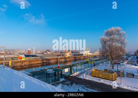Wintertime in Kiel on the Kiel Canal, Schleswig-Holstein, Northern Germany, Central Europe, Stock Photo
