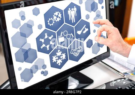 Teamwork concept shown on a computer screen Stock Photo