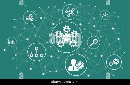 Concept of hrm with connected icons Stock Photo