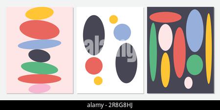 Neo Memphis banner templates vector illustration. Abstract bold geometric poster minimal modernism trendy colors shapes and geometric elements Stock Vector