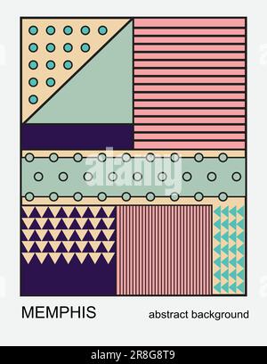 Neo Memphis banner templates vector illustration. Abstract bold geometric poster minimal modernism trendy colors shapes and geometric elements Stock Vector