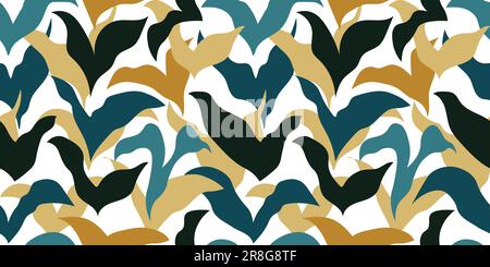 Organic shapes pattern. Abstract seamless repeat pattern design. Blue Waves Contemporary trending pattern of 2023. Groovy shapes elegant print for fab Stock Vector