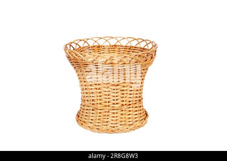 Wicker basket without a handle on a white background Stock Photo