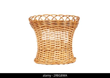 Wicker basket without a handle on a white background Stock Photo