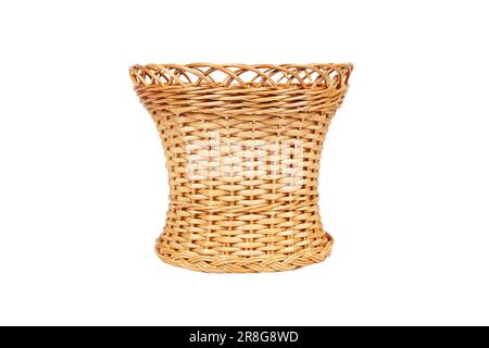 Wicker basket without a handle on a white background Stock Photo