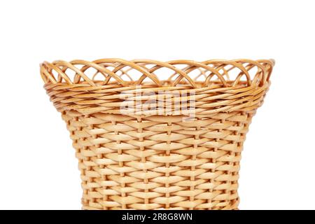 Wicker basket without a handle on a white background Stock Photo