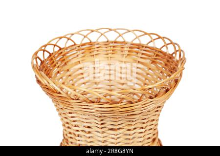 Wicker basket without a handle on a white background Stock Photo