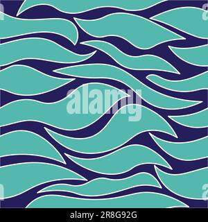 Organic shapes pattern. Abstract seamless repeat pattern design. Blue Waves Contemporary trending pattern of 2023. Groovy shapes elegant print for fab Stock Vector