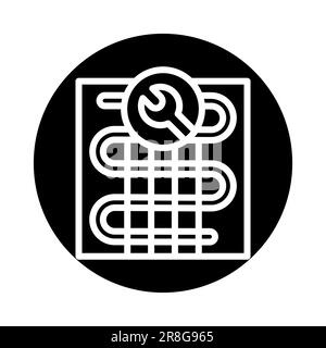 Repair underfloor heating color line icon. Handyman service. Isolated vector element. Outline pictogram for web page, mobile app, promo Stock Vector