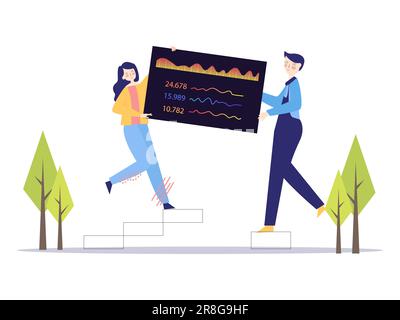 data analysis infographic information business strategy marketing management businesswoman and businessman Stock Vector