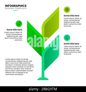 Infographic template with icons and 3 options or steps. Abstract plant. Can be used for workflow layout, diagram, banner, webdesign. Vector illustrati Stock Vector