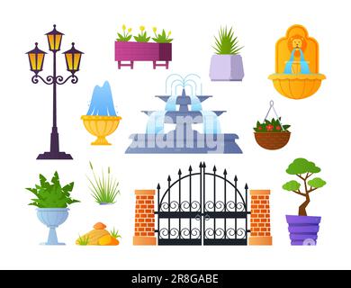 Elements of urban architecture - flat design style objects set Stock Vector