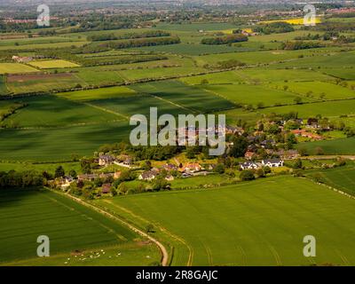 View from the summit of Roseberry Topping with the village of Newton under Roseberry in the foreground.  UK Stock Photo