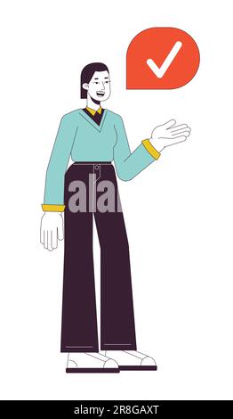 Businesswoman consent flat line concept vector spot illustration Stock Vector