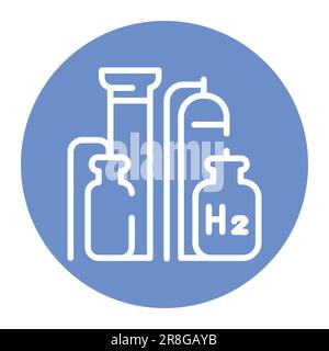Storage cylinders H2 color line icon. Hydrogen energy. Isolated vector element. Outline pictogram for web page, mobile app, promo Stock Vector