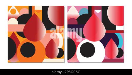 Neo Memphis poster collection. Abstract bold geometric shapes star triangle circle in elements layout vector illustration. Stock Vector
