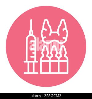 Thyroid injection treatment color line icon. Isolated vector element. Outline pictogram for web page, mobile app, promo Stock Vector