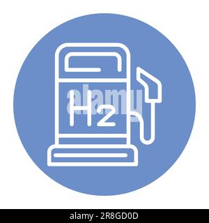 Gas station H2 color line icon. Hydrogen energy. Isolated vector element. Outline pictogram for web page, mobile app, promo Stock Vector