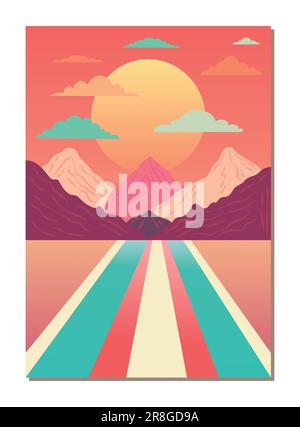 Psychedelic groovy swirl frames and decor. Trendy 1960s and 1970s style illustration vector. Stock Vector
