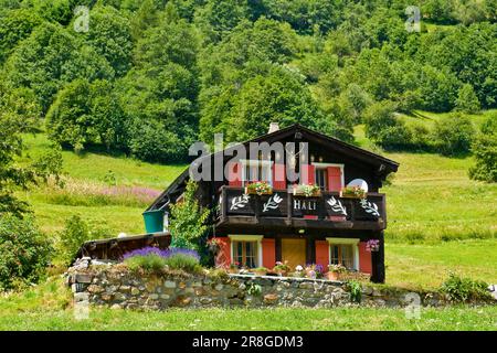 Traditional House, Niederwald, Canton Valais, Switzerland Stock Photo