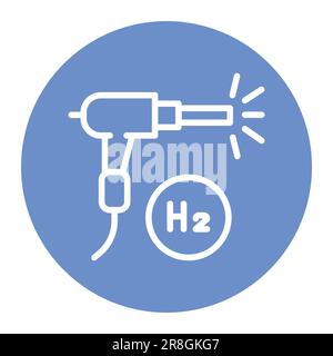 Welding H2 color line icon. Hydrogen energy. Isolated vector element. Outline pictogram for web page, mobile app, promo Stock Vector