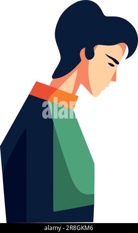 man in modern clothing, standing side view Stock Vector
