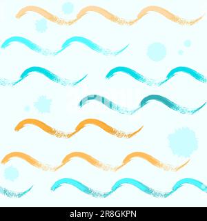 Grunge seamless pattern with brush painted waves Stock Vector