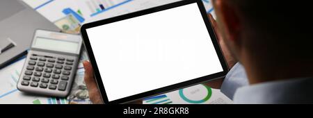 Business analysis and accounting concept and businessman working with spreadsheet document Stock Photo