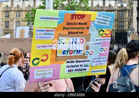 London, UK. 21st June, 2023. S.E.N.D Reform England rally in Westminster, calling for reform in Education to make provision for children with disabilities more appropriate to their specific needs. Credit: michael melia/Alamy Live News Stock Photo