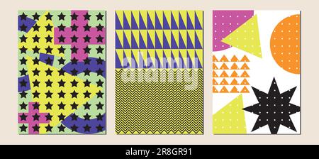 Memphis bold poster illustration. Geometric shapes gradient background. Stock Vector