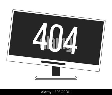 404 error computer monitor flat monochrome isolated vector object Stock Vector