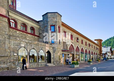 Switzerland, St. Moritz, Shopping Street, Boutiques, Palace