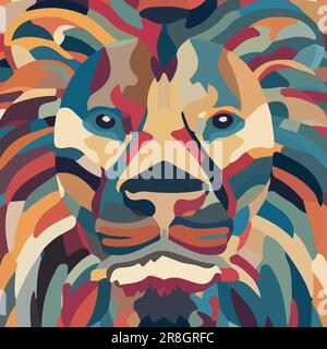 Tiger illustration pop art colorful vector. Full color tiger tee shirt graphic. Tiger head modern artwork abstract background Stock Vector