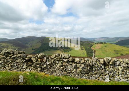 A dry stone wall in Glensax along the Cross Borders Drove Road Stock Photo