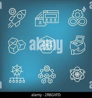 Kubernetes Development and Environment Icon Set Stock Vector