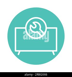 Repair tv color line icon. Handyman service. Isolated vector element. Outline pictogram for web page, mobile app, promo Stock Vector