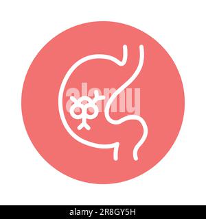 Stomach cancer color line icon. Isolated vector element. Outline pictogram for web page, mobile app, promo Stock Vector