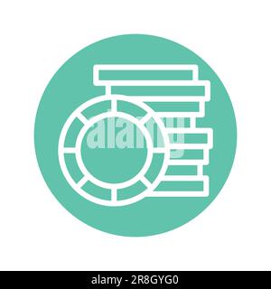 Poker chips color line icon. Isolated vector element. Outline pictogram for web page, mobile app, promo Stock Vector
