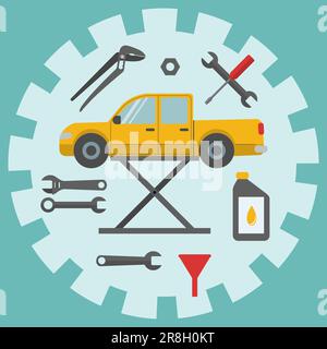 Auto repair service concept - car repair icons Stock Vector