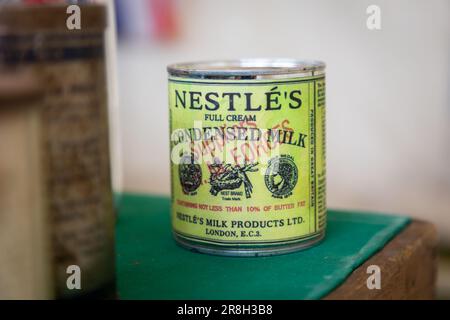 Can of condensed milk from the mid 20th century, UK Stock Photo