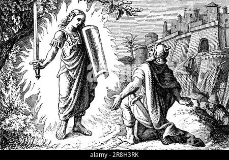 God's message to Joshua, Book of Joshua, chapter 1, verse 1-9, Old Testament, Bible, historic illustration 1890 Stock Photo