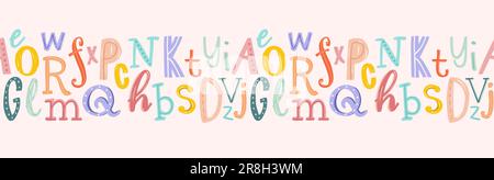 Lovely hand drawn letters, doodle alphabet, school background, great for banners, wallpapers, wrapping - vector design Stock Vector